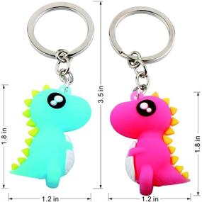 img 3 attached to Durable NN BH Silicone 🦖 Dinosaur Keychain - 2 Piece Set