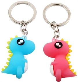 img 4 attached to Durable NN BH Silicone 🦖 Dinosaur Keychain - 2 Piece Set