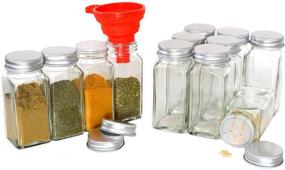 img 2 attached to 🌶️ Quality Clear Glass Spice Jars Set - 12 Square 4 Oz Bottles with Silver Lids & Silicon Funnel