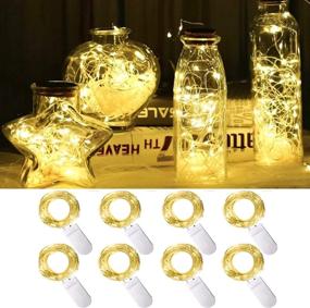 img 4 attached to 🌟 8 Pack 10 ft 30 LED Battery Powered Starry Fairy String Lights for DIY Mason Jar Wine Bottle Glasses Lighting: Home Bedroom Patio Wedding Christmas Table Decoration (Warm White)