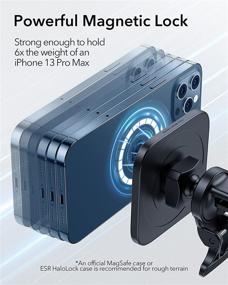 img 2 attached to ESR HaloLock MagSafe автомобильное крепление для телефона: идеально подходит для iPhone 13/12 серии, держатель для приборной панели и воздушного дирижера, черный