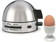 🥚 chef'schoice 810 gourmet egg cooker: perfectly cook soft, medium, hard boiled, and poached eggs with electronic timer, audible ready signal - nonstick stainless steel design - 7 egg capacity, silver логотип