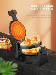 img 3 attached to 🧇 1400W Adjustable Temperature Control Double Waffle Maker - 180° Flip, Nonstick Plates, 8 Slices One Time, Removable Drip Tray & Rotating, Cool Touch Handle - Belgian Waffle Iron in Black