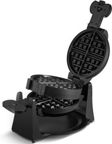 img 4 attached to 🧇 1400W Adjustable Temperature Control Double Waffle Maker - 180° Flip, Nonstick Plates, 8 Slices One Time, Removable Drip Tray & Rotating, Cool Touch Handle - Belgian Waffle Iron in Black