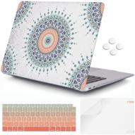 icasso macbook air 13 inch case 2018-2020 - mandala & lace design, hard plastic shell, keyboard cover - compatible with retina display touch id, a2337m1/a2179/a1932 - newest macbook air 13 logo