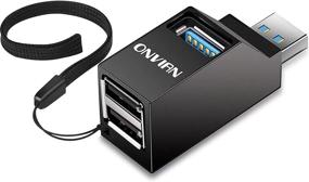 img 4 attached to 💻 Enhance Connectivity with Onvian 3 Port USB Hub: High Speed Splitter for Efficient Plug and Play Experience, in Sleek Black Design