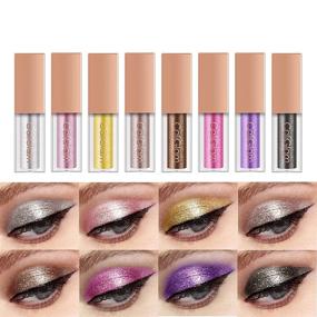 img 3 attached to 🌈 8 Colors Glitter Liquid Eyeshadow Set: Shimmering, Colorful and Long Lasting Eye Makeup Kit with High Pigmentation