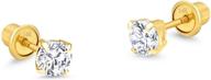 💛 girls' jewelry - yellow zirconia solitaire children earrings logo