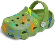 🦕 knemksplanet dinosaur cartoon slippers: lightweight boys' shoes in clogs & mules - comfortable and fun footwear for kids logo