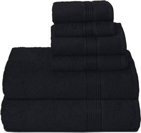 img 4 attached to Elvana Home Ultra Soft Cotton Towel Set - 6-Pack, Includes 2 Bath Towels 28x55 inch, 2 Hand Towels 16x24 inch & 2 Wash Cloths 12x12 inch - Ideal for Everyday Use, Compact & Lightweight - Black