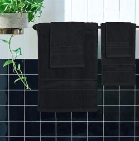 img 1 attached to Elvana Home Ultra Soft Cotton Towel Set - 6-Pack, Includes 2 Bath Towels 28x55 inch, 2 Hand Towels 16x24 inch & 2 Wash Cloths 12x12 inch - Ideal for Everyday Use, Compact & Lightweight - Black