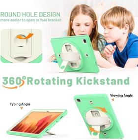 img 1 attached to 📱 HXCASEAC Samsung Galaxy Tab A7 Case 10.4” (SM-T500/SM-T505), Durable Case with Screen Protector, 360° Rotating Hand Strap/Stand, Pencil Holder, Shoulder Strap for Samsung Tab A7, Ideal for Kids, Milky+Green - Enhancing SEO