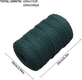 img 2 attached to 🧵 240 Yards of 3mm Natural Cotton Macramé Cord, Dark Green Strand Twisted String for DIY, Plant Hangers, Crafts, Knitting, Christmas Wedding Decor - 220 Meters