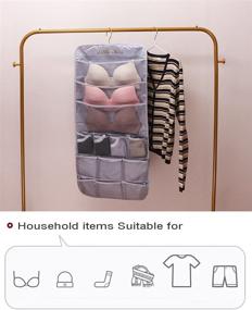 img 3 attached to 👕 Upgraded Gray AARAINBOW Dual-Sided Hanging Closet Organizer with 26 Pockets for Underwear, Stocking, Toiletries, Accessories, Bra, Dresser, Panty, Socks, and Drawers - Home Basics