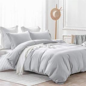 img 2 attached to Upgrade Your Bedding with JOHNPEY Duvet Cover Full/Queen Size Grey - 3 Piece Set with Zipper Closure