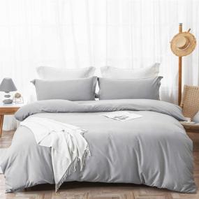 img 4 attached to Upgrade Your Bedding with JOHNPEY Duvet Cover Full/Queen Size Grey - 3 Piece Set with Zipper Closure