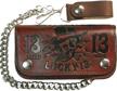 lucky 13 embossed leather antiqued logo