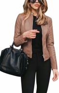 👩 juris women's fashion faux leather jackets: chic lightweight zip-up pu coat in solid colors logo