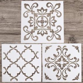 img 4 attached to LOCOLO Mandala Floor Stencil Kit: Reusable 12x12 inch Laser Cut 🎨 Painting Template for DIY Decor on Walls, Tiles, Wood, Fabric, Airbrushing, and Rocks