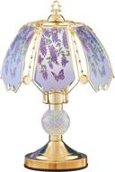 🦋 charming purple butterflies & wisteria touch lamp: an elegant glass-paneled lighting piece логотип