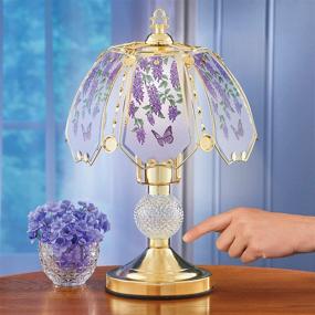 img 2 attached to 🦋 Charming Purple Butterflies & Wisteria Touch Lamp: An Elegant Glass-Paneled Lighting Piece