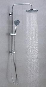 img 4 attached to 🚿 Duttao DS-8599-CP 8-Inch Shower Head Slide Bar Set - Drill-Free Installation, Contemporary Design, Polished Chrome Finish, Shower Trim Kit, 5-Function Hand Held Shower, Adjustable Slide Bar with Diverter Body and Shower Arm