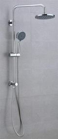 img 3 attached to 🚿 Duttao DS-8599-CP 8-Inch Shower Head Slide Bar Set - Drill-Free Installation, Contemporary Design, Polished Chrome Finish, Shower Trim Kit, 5-Function Hand Held Shower, Adjustable Slide Bar with Diverter Body and Shower Arm