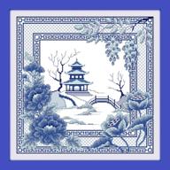 🎨 awesocrafts blue porcelain landscape pavilion flowers cross stitch kits - easy patterns for embroidery & christmas gifts logo