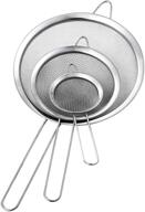 🍽️ yqlinnn set of 3 fine mesh stainless steel strainers for kitchen - 3.15", 5.51", 7.88" - silver logo