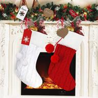 🎄 rfaqk 2-pack large rustic cable knitted christmas stockings for decorations - fireplace hangings for family holiday season, farmhouse and home décor - christmas stockings for better seo logo