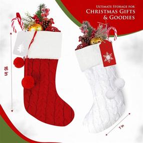 img 3 attached to 🎄 RFAQK 2-Pack Large Rustic Cable Knitted Christmas Stockings for Decorations - Fireplace Hangings for Family Holiday Season, Farmhouse and Home Décor - Christmas Stockings for Better SEO