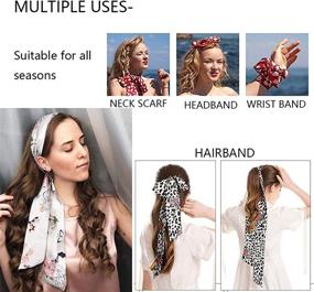 img 1 attached to 🧣 FYLuoke Silk Hair Scarf Headband Set for Women - Satin-Like Headwrap, Handbag & Handle Wrap - 9 Pack Ribbon Hair Accessories