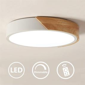 img 3 attached to 🔆 Modern Minimalist LED Round Shaped Wood & Metal & Acrylic Flush Mount Ceiling Light 15inch - Dimmable NOVO Light with Remote Control in White