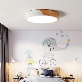 img 1 attached to 🔆 Modern Minimalist LED Round Shaped Wood & Metal & Acrylic Flush Mount Ceiling Light 15inch - Dimmable NOVO Light with Remote Control in White