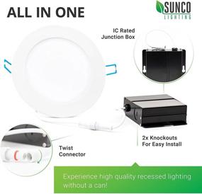 img 1 attached to 🌞 Sunco Lighting 12 Pack 4 Inch LED Recessed Lighting Ceiling Lights Slim, Daylight 5000K, Dimmable 10W=60W, 650 Lumens, Smooth Trim Damp Rated, Canless Wafer Thin with Junction Box - ETL & Energy Star