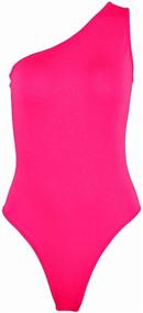 img 1 attached to 😍 Kelisky Women's Sleeveless Sexy One-Shoulder Solid Bodysuit