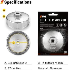 img 3 attached to EWK 74mm 14 Flutes Oil Filter Wrench - Compatible with Mercedes Benz, VW, Mazda, Ford, Audi, Porsche, Volkswagen and Many More Aftermarket Oil Filters