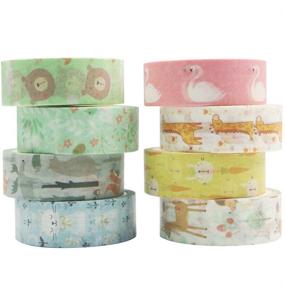 img 4 attached to YUBBAEX Little Zoo Washi Tape Set, 8 Rolls 🦜 Animal Decorative Masking Tapes for Bullet Journal, Scrapbook, Planner, DIY Crafts