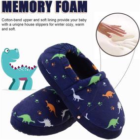 img 2 attached to 🦖 VLLy Kids House Slipper Boys - Cute Dinosaur Indoor Winter Warm Slip-On Soft Memory Foam House Shoes