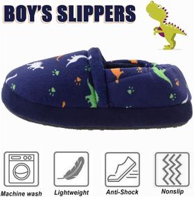 img 3 attached to 🦖 VLLy Kids House Slipper Boys - Cute Dinosaur Indoor Winter Warm Slip-On Soft Memory Foam House Shoes