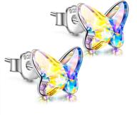 🦋 angel nina 925 sterling silver butterfly earrings: perfect gifts for girls teens & women, hypoallergenic and sparkling with austria crystals in a jewelry box logo