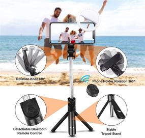 img 3 attached to 📸 Versatile Selfie Stick Tripod and Ring Light Set: Extendable Stand Holder, Wireless Remote Shutter, 3 Brightness Modes, 36 LED for iPhone Android Smartphone Vlogging & Live Stream