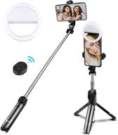 📸 versatile selfie stick tripod and ring light set: extendable stand holder, wireless remote shutter, 3 brightness modes, 36 led for iphone android smartphone vlogging & live stream logo