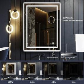 img 2 attached to 🪞 32x24 LED Bathroom Vanity Mirror - Stylish Smart Memory Mirror with Anti-Fog, Touch Switch & High Lumen Lights