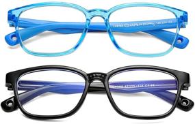 img 4 attached to Braylenz 2 Pack Kids Computer Blue Light Blocking Glasses Girls Boys Clear Nerd TR90 Eyeglasses Frame Age 3-10 (Clear Blue+Black)