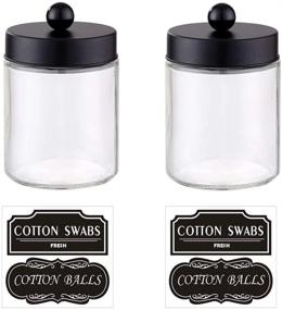 img 3 attached to 🏺 Elwiya Farmhouse Bathroom Apothecary Jars Set with Stainless Steel Lids - Rustic Vanity Organizer for Qtips, Cotton Swabs, Rounds, Bath Salts - Glass Dispenser Holder, 2 Pack (Ball/Black)