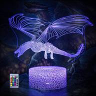 🐉 dragon nightlight - remote & touch control, 16 colors & 4 flashing modes, adjustable brightness - usb & battery powered - ideal gift for kids (dragon-2) логотип