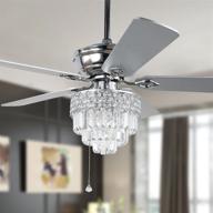 52-inch crystal ceiling fan with lights and remote control, contemporary chandelier fan featuring 🌀 reversible blades in dual finish, whisper-quiet indoor fanderlier for living room, dining room, bedroom (chrome) логотип