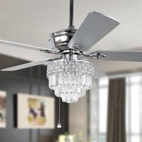 img 4 attached to 52-Inch Crystal Ceiling Fan with Lights and Remote Control, Contemporary Chandelier Fan Featuring 🌀 Reversible Blades in Dual Finish, Whisper-Quiet Indoor Fanderlier for Living Room, Dining Room, Bedroom (Chrome)