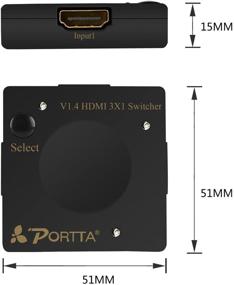 img 1 attached to 🖥️ Portta 4PET0301SS: Advanced 3x1 HDMI v1.4 Auto Switch for 3D, 4kx2k, 1080P